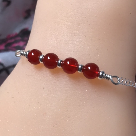 Fire Red Agate Sterling Silver Bracelet - Picture 2 of 7